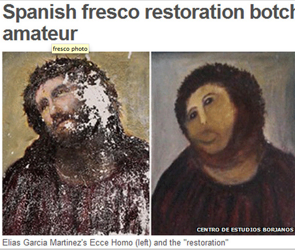 「世界最悪」と酷評されているスペインのフレスコ画修復問題。